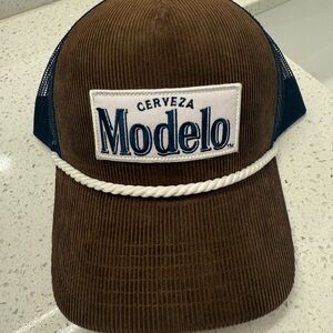 Modelo Cerveza Brown Corduroy Rope-Front Trucker Hat